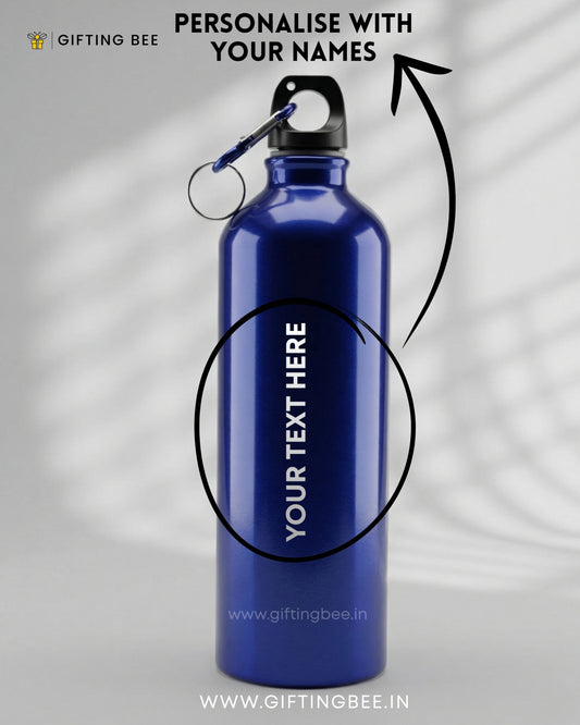 PERSONALISED BLUE STAINLESS STEEL WATER BOTTLE