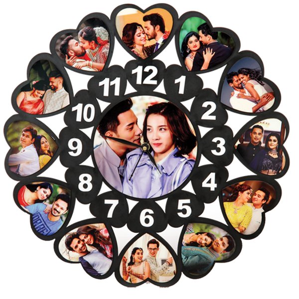SUBLIMATION HEART WALLCLOCK-12 PHOTOS