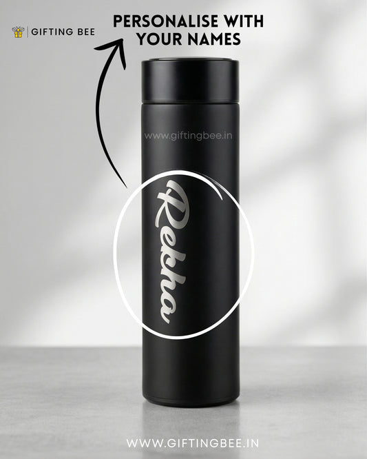 PERSONALISED TEMPERATURE BOTTLE SMART FLASK - BLACK