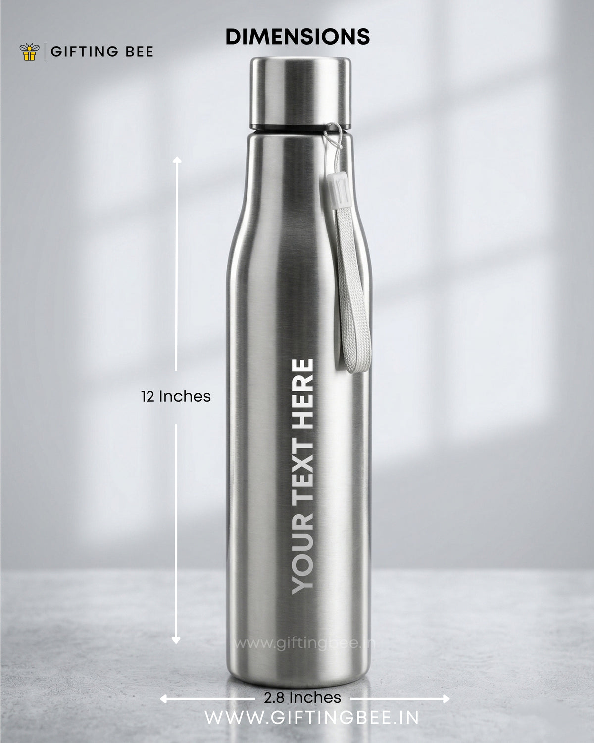 PERSONALISED STAINLESS STEEL WATER BOTTLES WITH TAG - 1000ML
