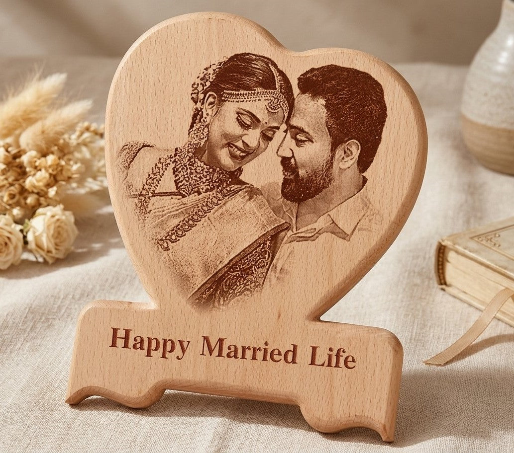 WOODEN ENGRAVING - SINGLE HEART SHAPE