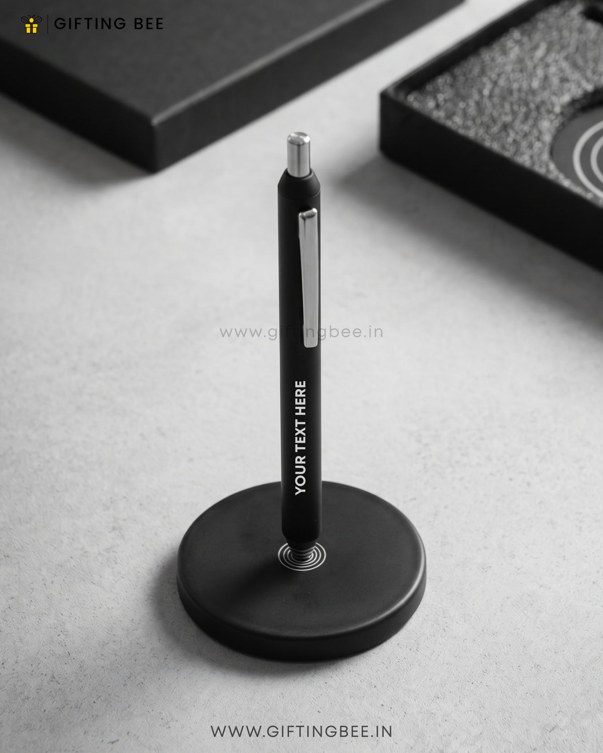 MAGNETIC BASE METAL PEN SET ROUND