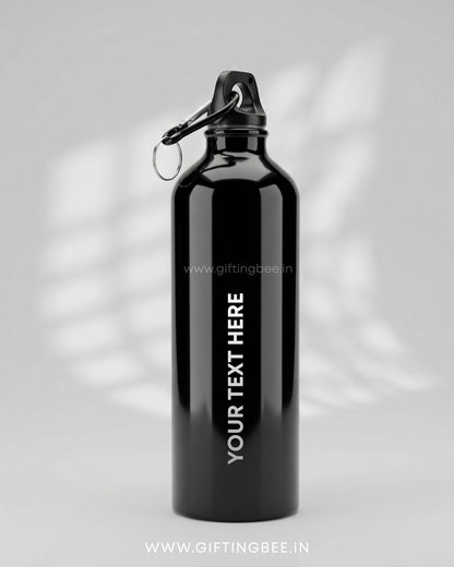 PERSONALISED BLACK STAINLESS STEEL WATER BOTTLE