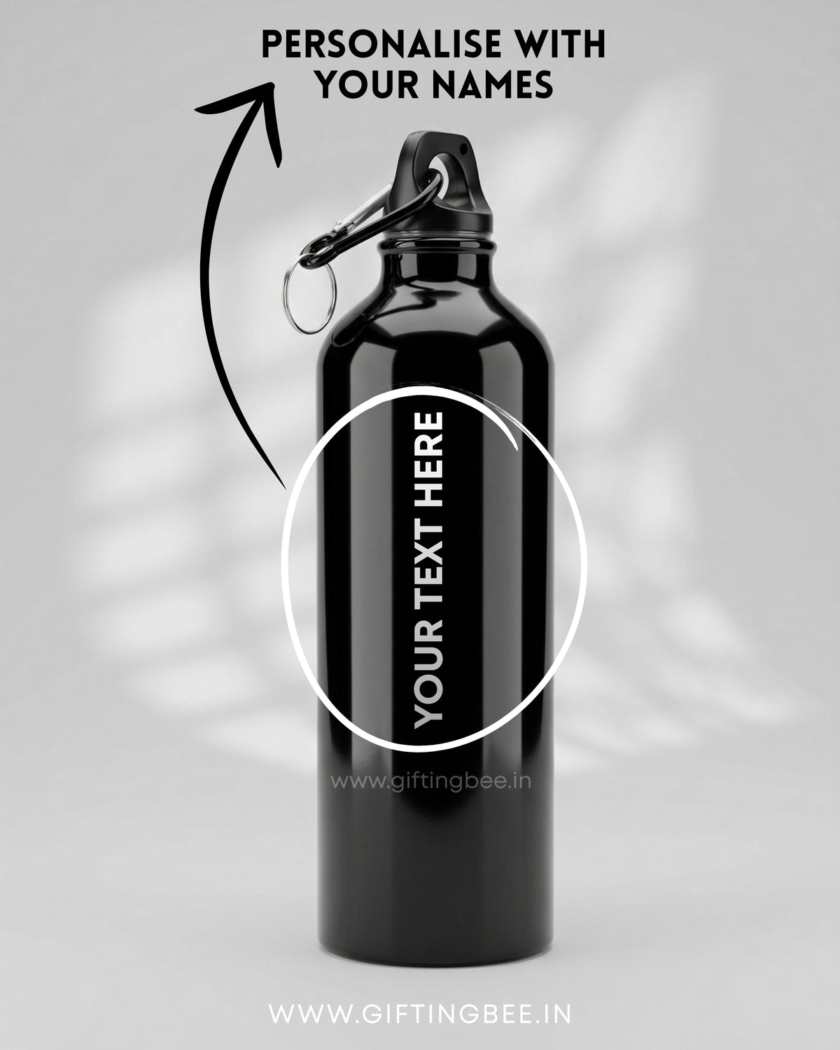PERSONALISED BLACK STAINLESS STEEL WATER BOTTLE