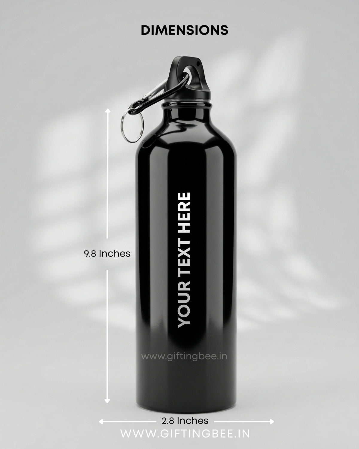 PERSONALISED BLACK STAINLESS STEEL WATER BOTTLE