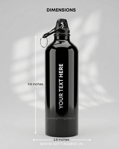 PERSONALISED BLACK STAINLESS STEEL WATER BOTTLE