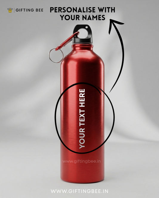 PERSONALISED RED STAINLESS STEEL WATER BOTTLE