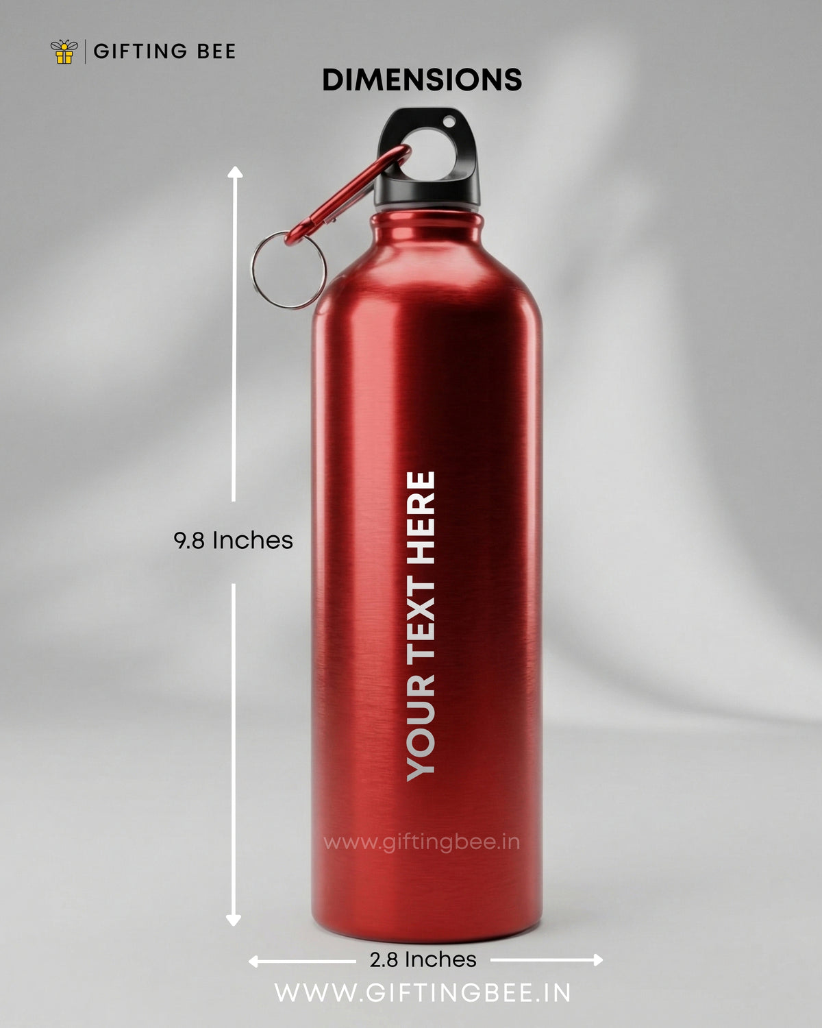 PERSONALISED RED STAINLESS STEEL WATER BOTTLE