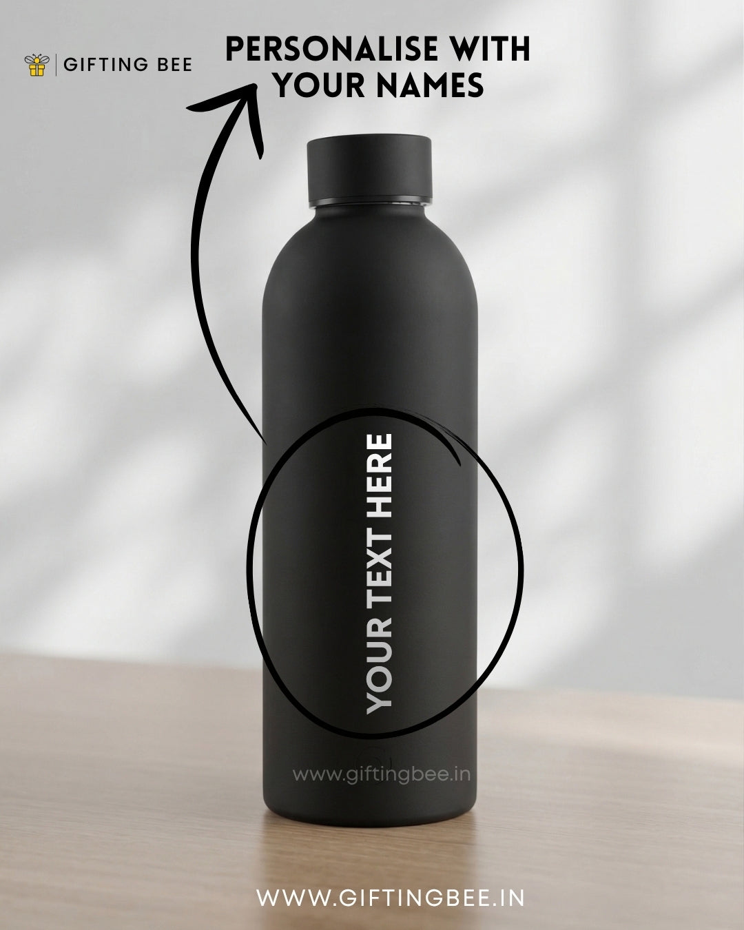 PERSONALISED MATTE BLACK WATER BOTTLE