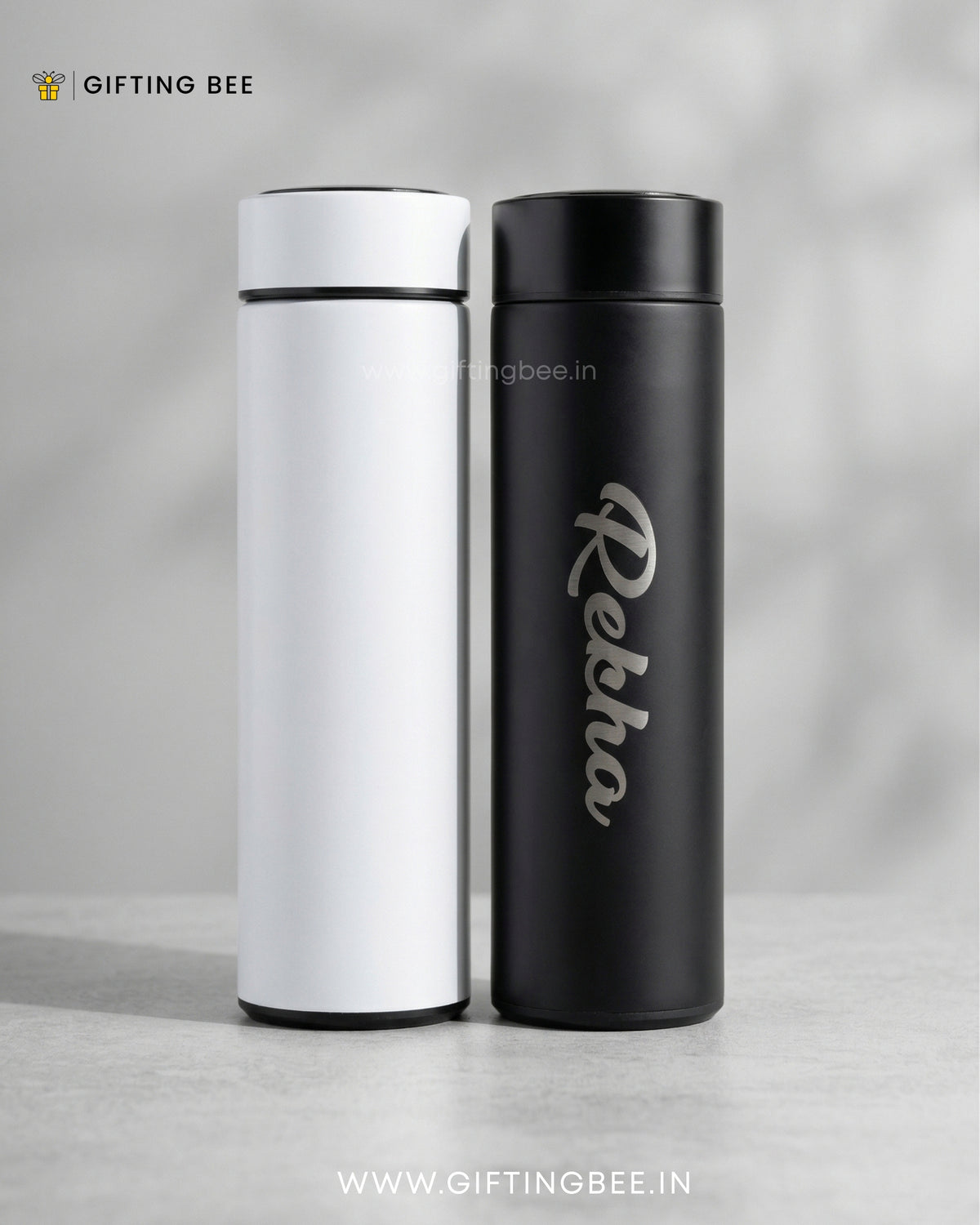 PERSONALISED TEMPERATURE BOTTLE SMART FLASK - BLACK