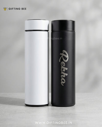 PERSONALISED TEMPERATURE BOTTLE SMART FLASK - BLACK