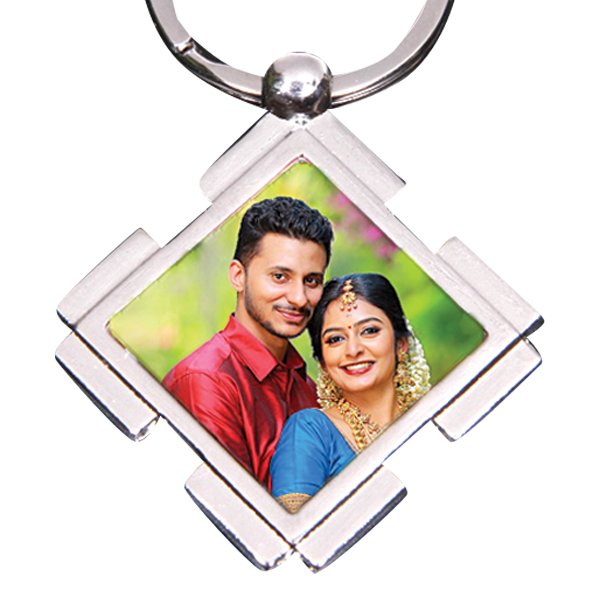 METAL KEYCHAIN-(LED,SIX PIC ROUND,DIAMOND)