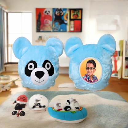 CARTOON PILLOW- BLUE PANDA