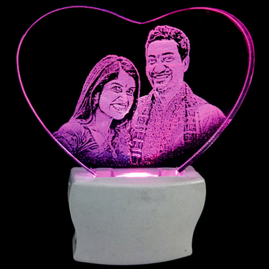 MULTI COLOUR ACRYLIC BED LAMP-STRAIGHT HEART