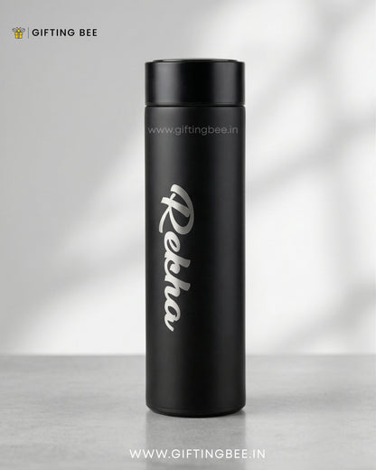 PERSONALISED TEMPERATURE BOTTLE SMART FLASK - BLACK