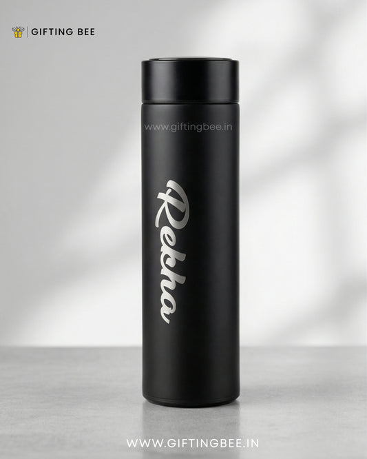 PERSONALISED TEMPERATURE BOTTLE SMART FLASK - BLACK