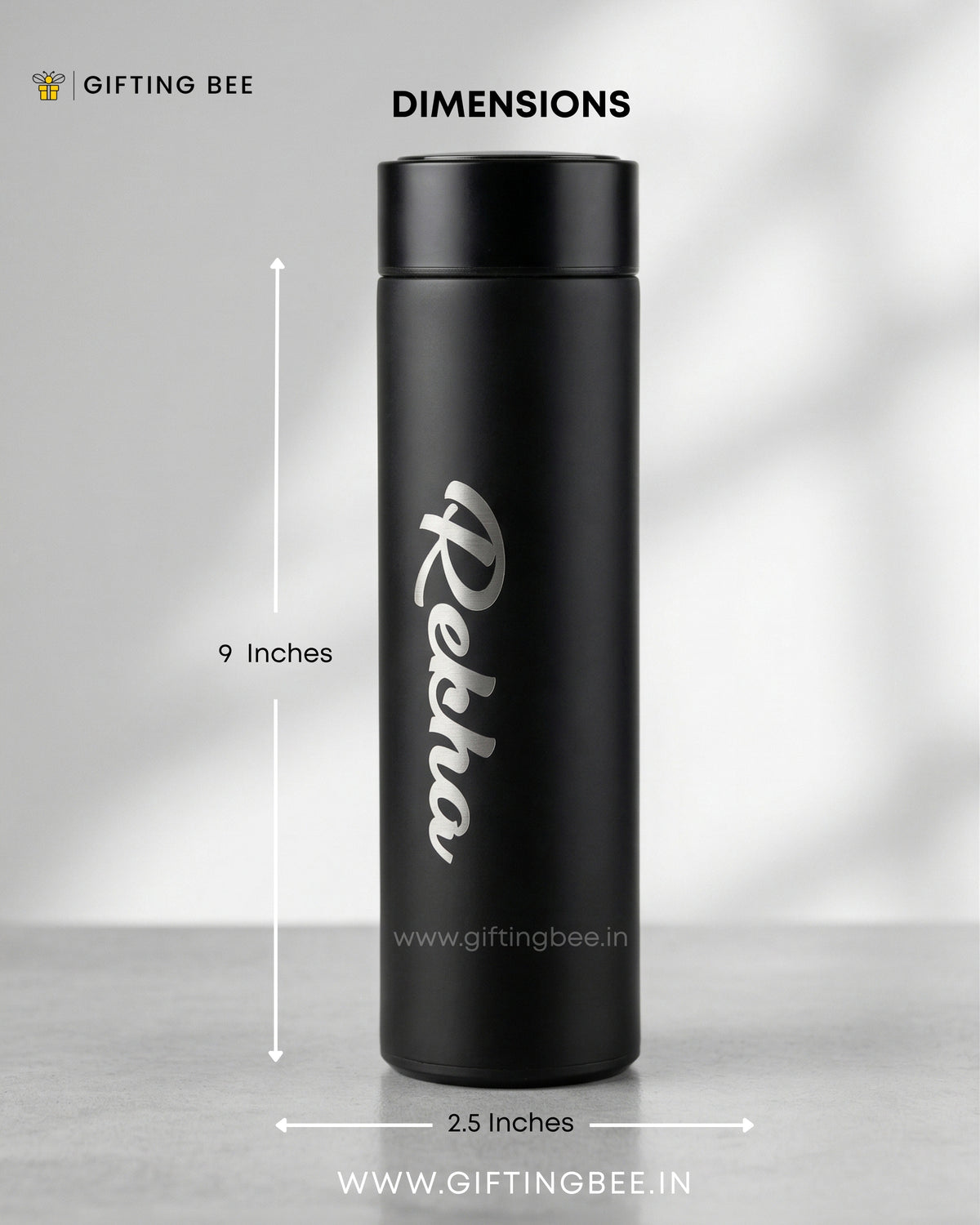 PERSONALISED TEMPERATURE BOTTLE SMART FLASK - BLACK