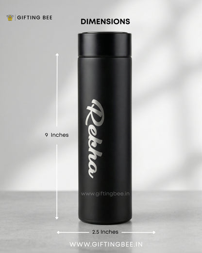 PERSONALISED TEMPERATURE BOTTLE SMART FLASK - BLACK