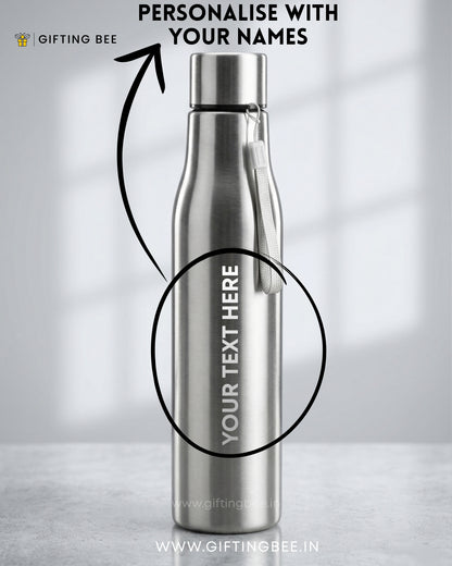 PERSONALISED STAINLESS STEEL WATER BOTTLES WITH TAG - 1000ML