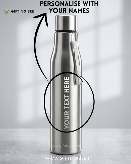 PERSONALISED STAINLESS STEEL WATER BOTTLES WITH TAG - 1000ML