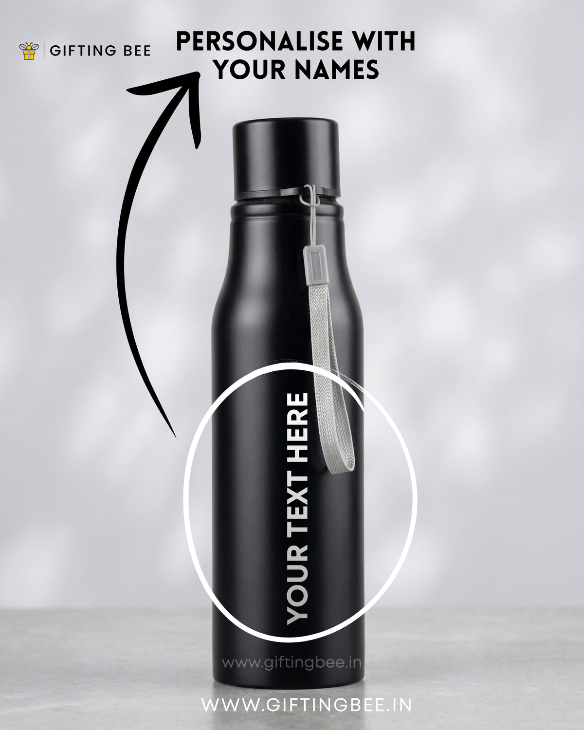 PERSONALISED BLACK BOTTLE WITH TAG