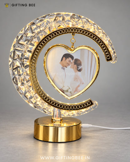 HALF MOON LED HEART CRYSTAL LAMP