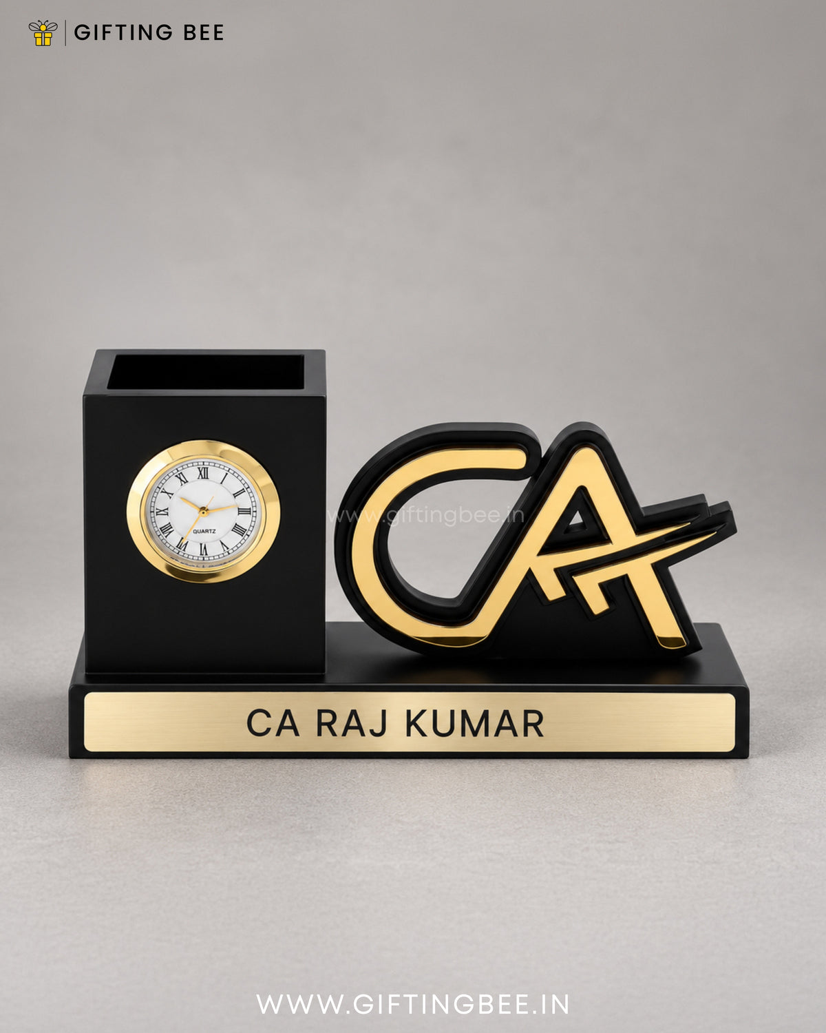 CA PEN STAND WITH CLOCK