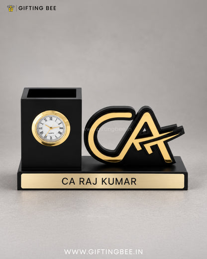 CA PEN STAND WITH CLOCK