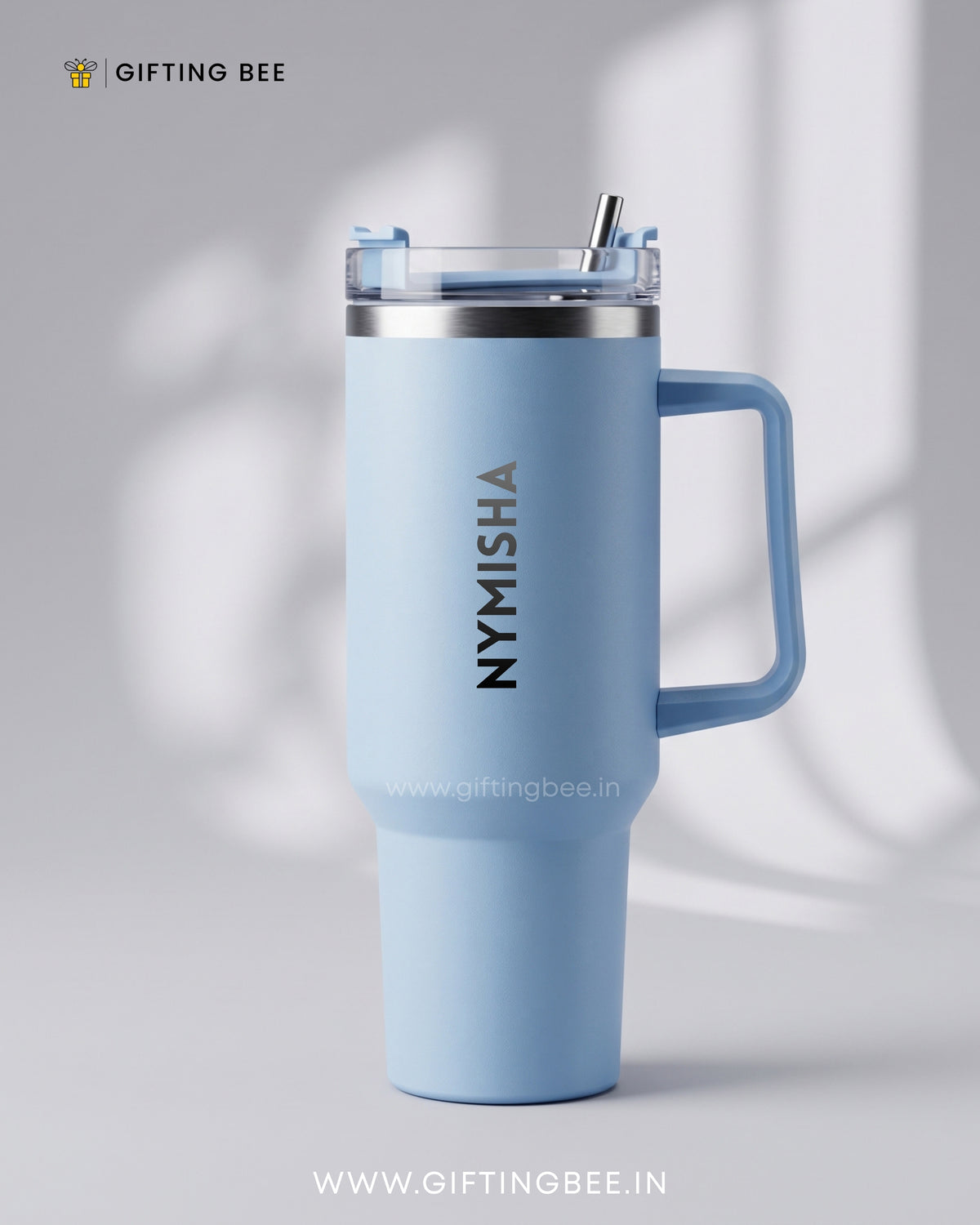 PERSONALISED SIPLEY TUMBLER WITH STRAWS - 1200ML - CLOUD BLUE