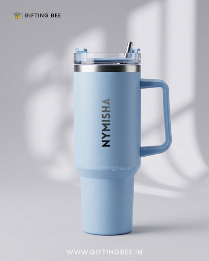 PERSONALISED SIPLEY TUMBLER WITH STRAWS - 1200ML - CLOUD BLUE