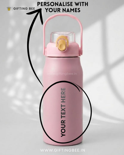 PERSONALISED HOT & COLD SIPPER BOTTLE - PINK 1200ML