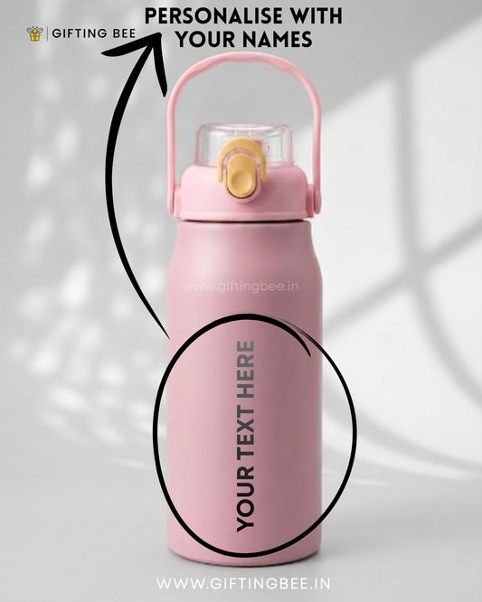 PERSONALISED HOT & COLD SIPPER BOTTLE - PINK 1200ML