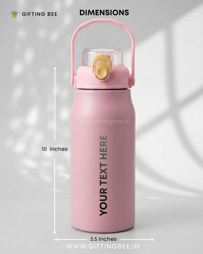 PERSONALISED HOT & COLD SIPPER BOTTLE - PINK 1200ML