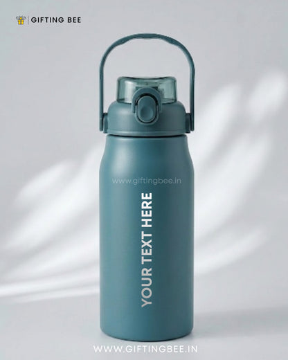 PERSONALISED HOT & COLD SIPPER BOTTLE - TEAL BLUE 1200ML