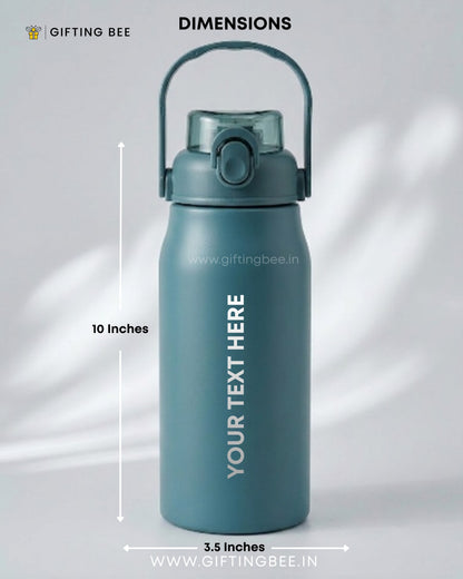 PERSONALISED HOT & COLD SIPPER BOTTLE - TEAL BLUE 1200ML