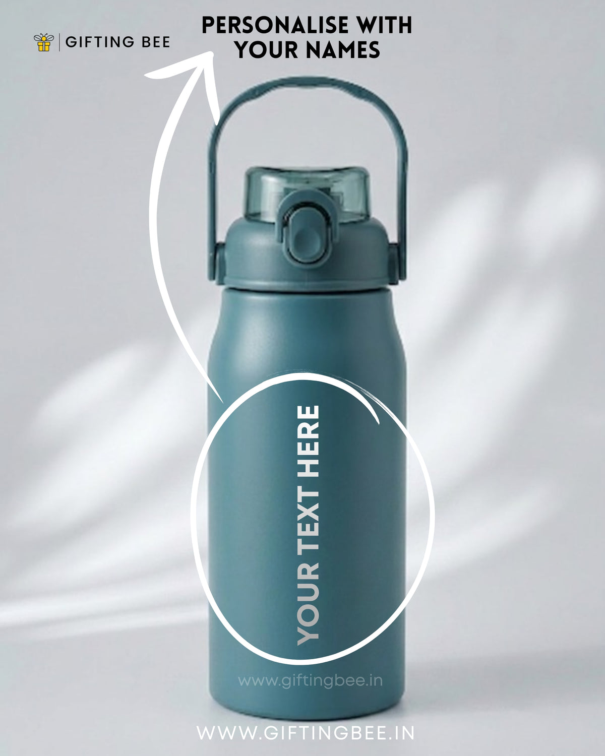 PERSONALISED HOT & COLD SIPPER BOTTLE - TEAL BLUE 1200ML