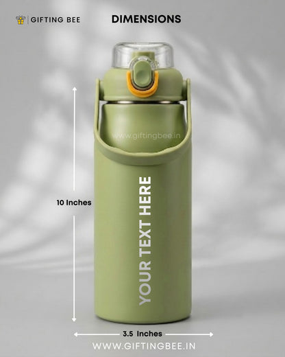 PERSONALISED HOT & COLD SIPPER BOTTLE - GREEN 1200ML