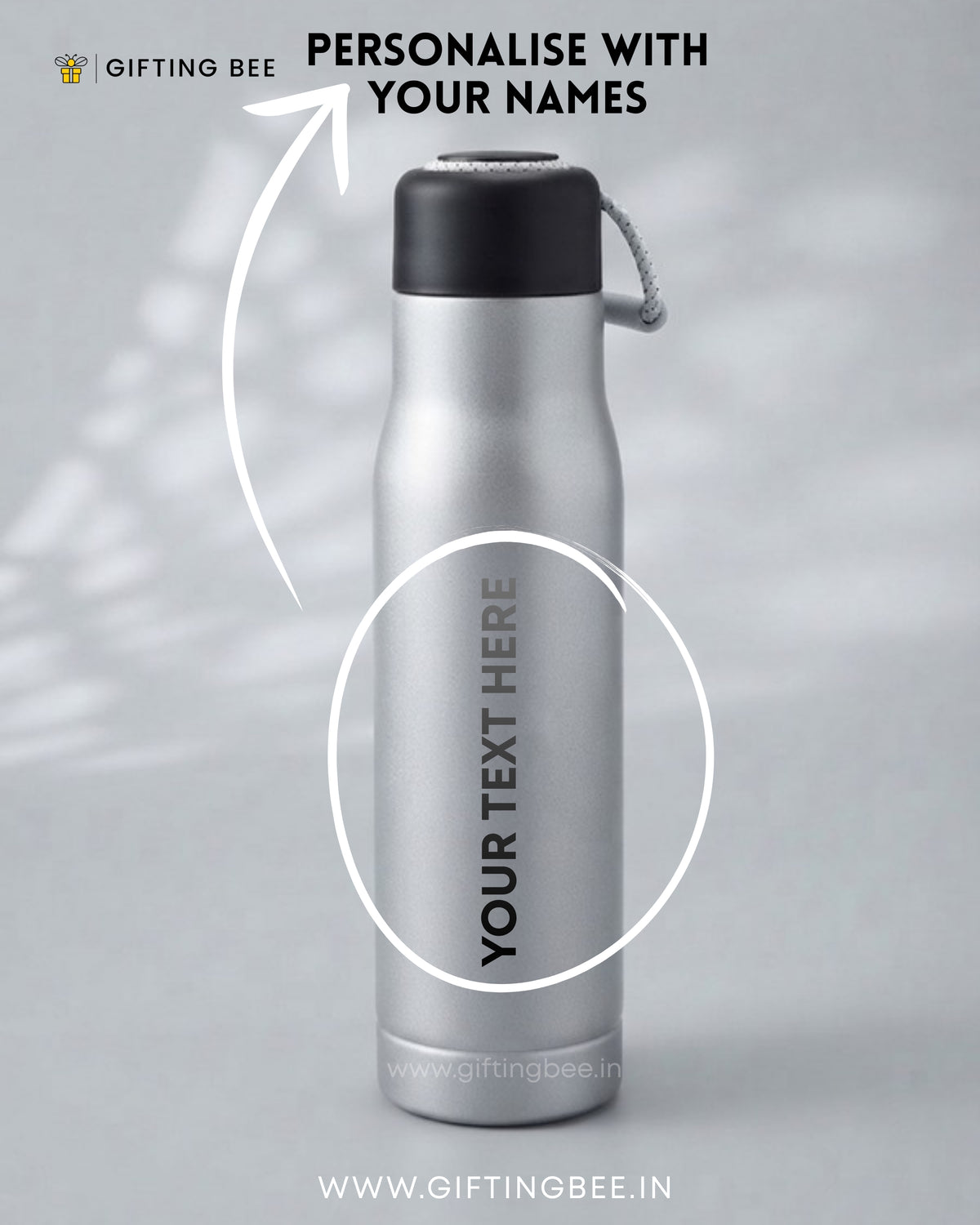 PERSONALISED HOT & COLD BOTTLE - SILVER 550ML