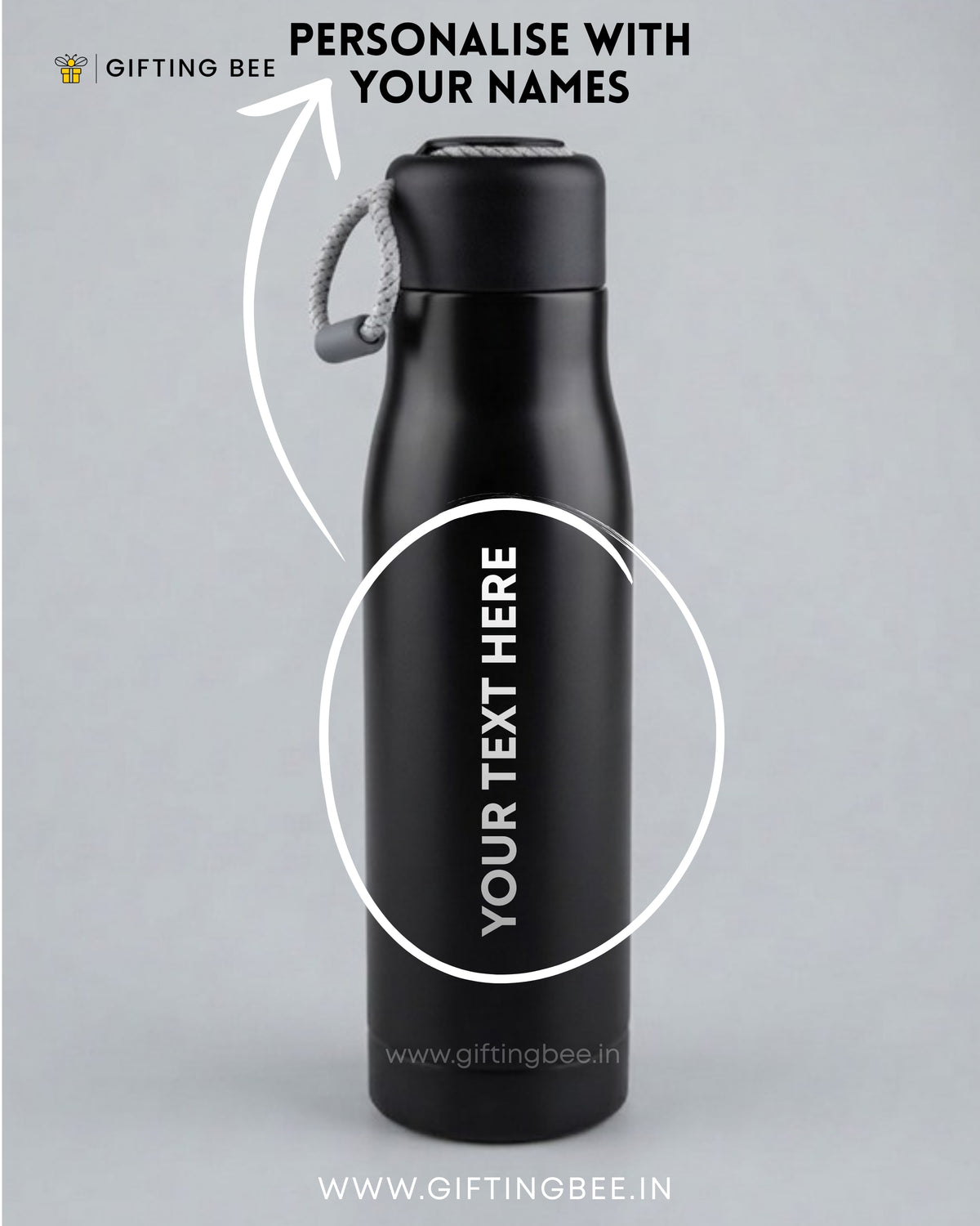 PERSONALISED HOT & COLD BOTTLE - BLACK 550ML