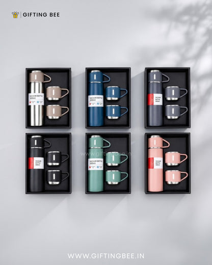 PERSONALISED VACCUME INSULATED FLASK SET - GRAY