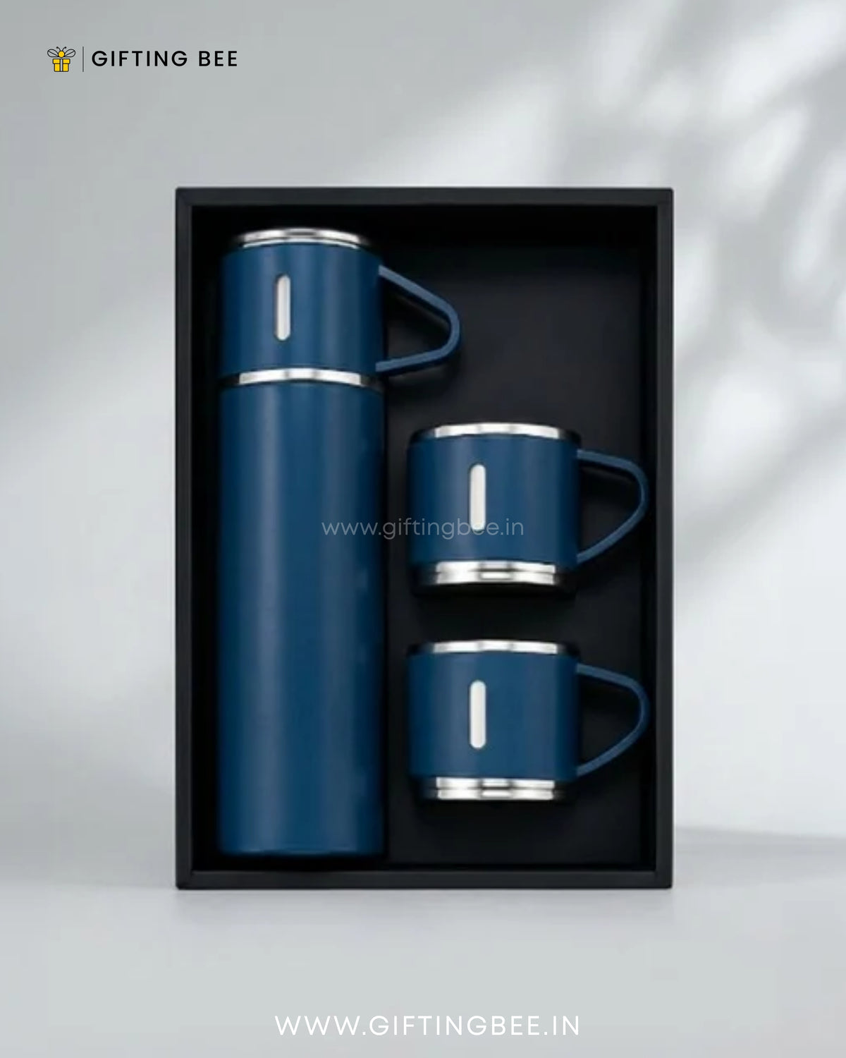 PERSONALISED VACCUME INSULATED FLASK SET - NAVY BLUE