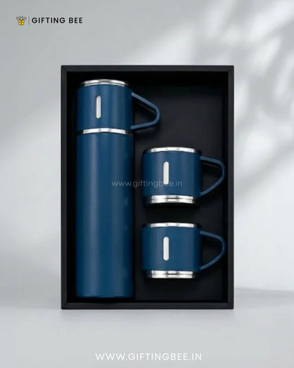 PERSONALISED VACCUME INSULATED FLASK SET - NAVY BLUE