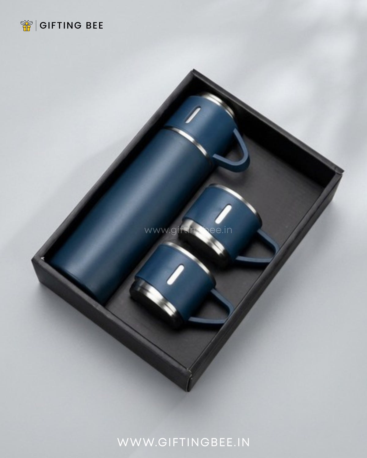 PERSONALISED VACCUME INSULATED FLASK SET - NAVY BLUE