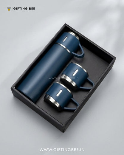 PERSONALISED VACCUME INSULATED FLASK SET - NAVY BLUE