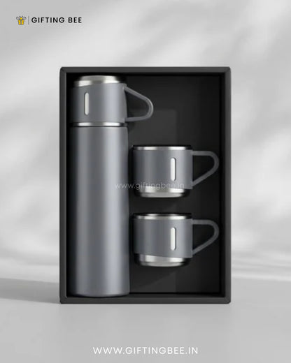 PERSONALISED VACCUME INSULATED FLASK SET - GRAY