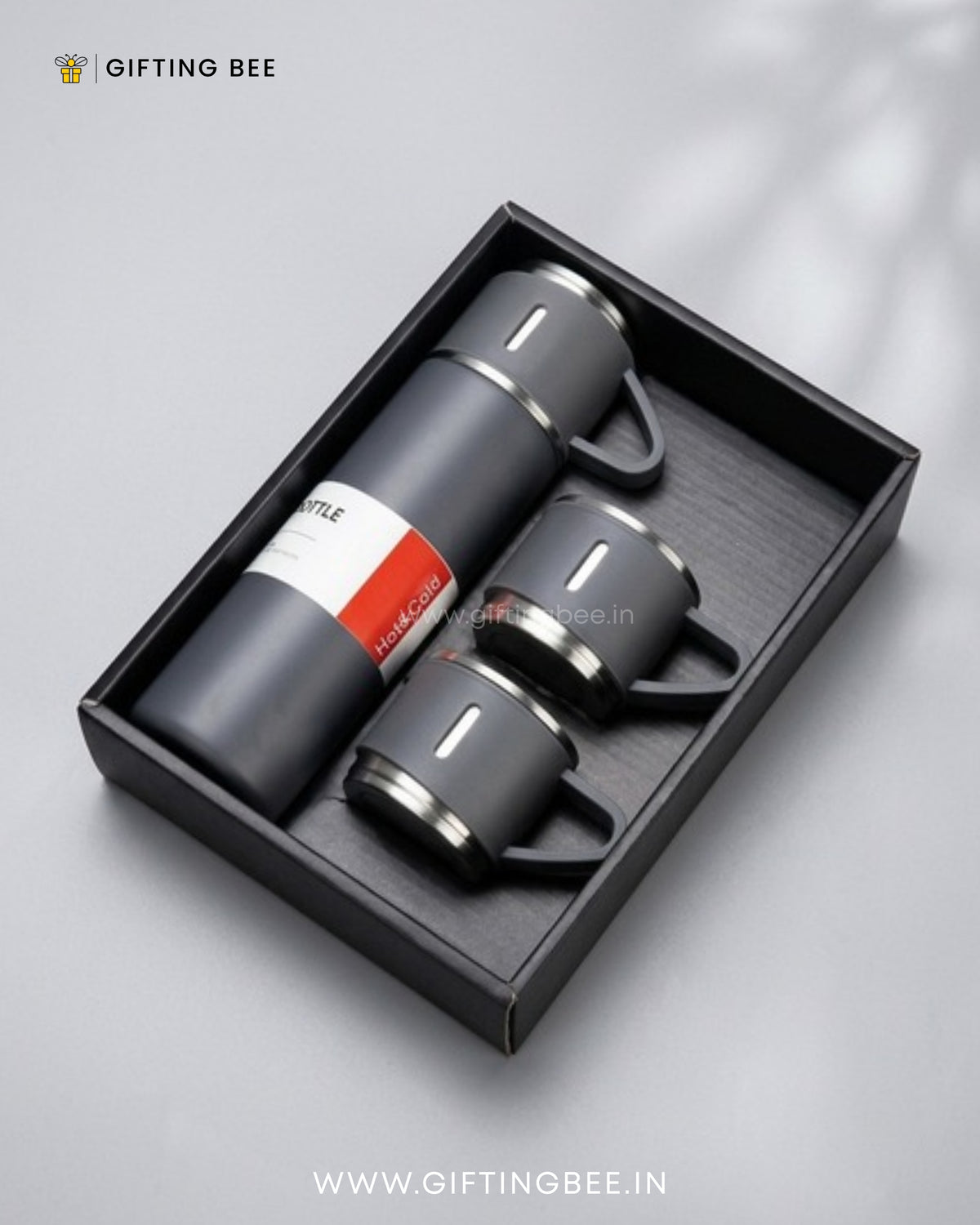 PERSONALISED VACCUME INSULATED FLASK SET - GRAY