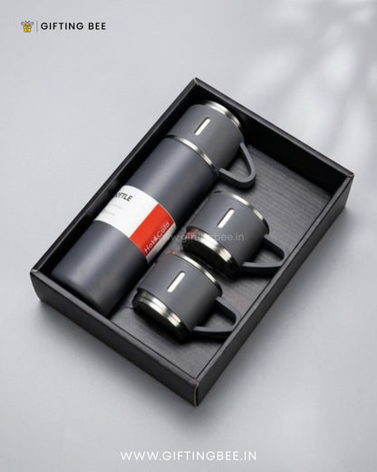PERSONALISED VACCUME INSULATED FLASK SET - GRAY