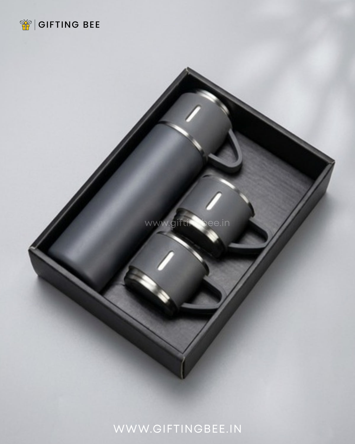PERSONALISED VACCUME INSULATED FLASK SET - GRAY