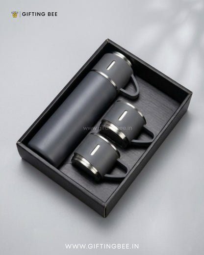PERSONALISED VACCUME INSULATED FLASK SET - GRAY