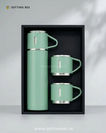 PERSONALISED VACCUME INSULATED FLASK SET -  SAGE GREEN